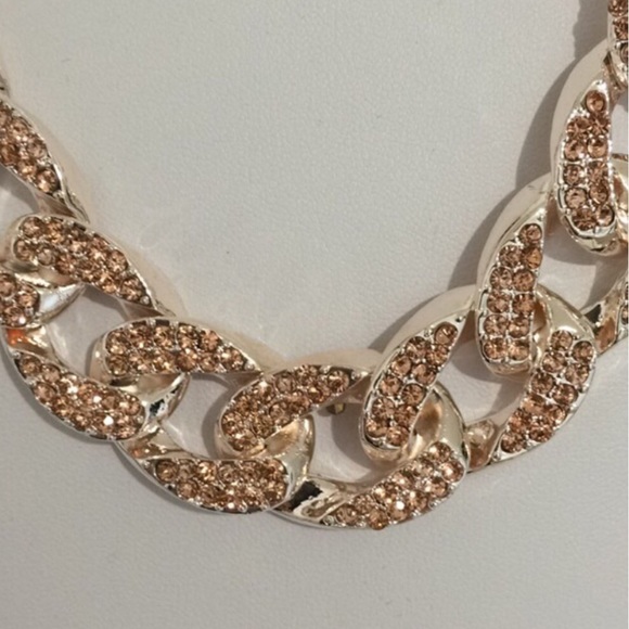 Champagne gold pave crystal necklace - Picture 3 of 4