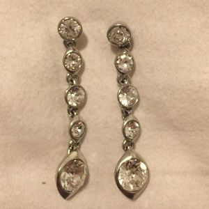 Givenchy earrings, silver tone crystal dangle drop