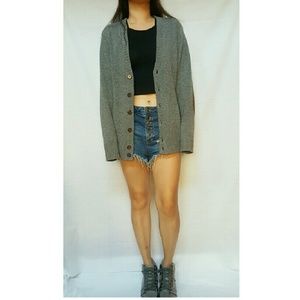 Grey oversized cardigan with shoulder patch