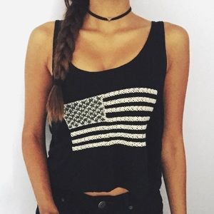 Brandy Melville American Flag Crop Top
