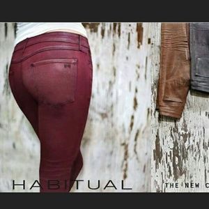 On Sale!!Beautiful HABITUAL Burgundy coated jeans!