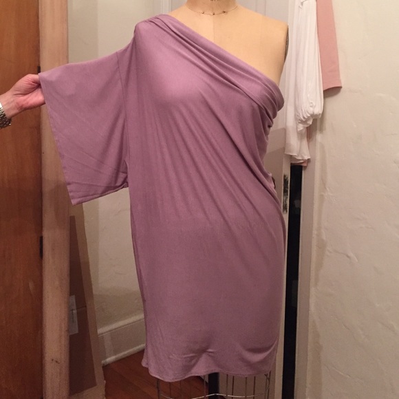 Riller & Fount purple off the shoulder dress