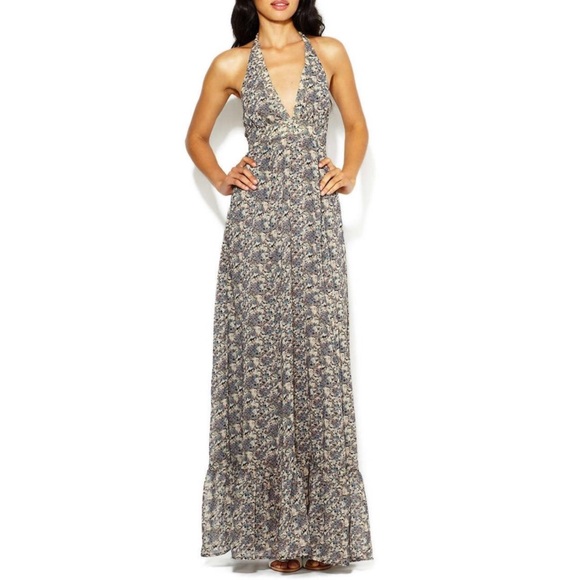 Karen Zambos Halter Maxi Dress Vintage Couture - Picture 1 of 4