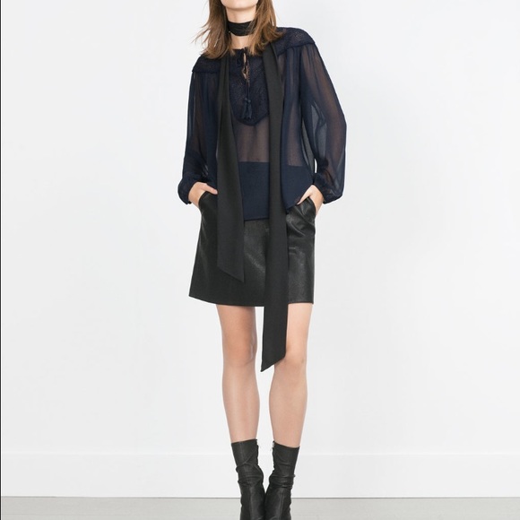 Zara Tops - Zara blouse with embroidered bib front
