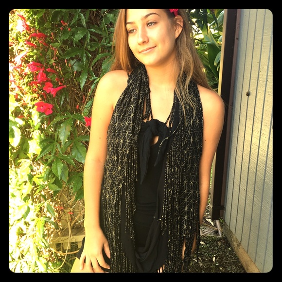 Tribal Fringe Scarf w/ Flower of Life pattern