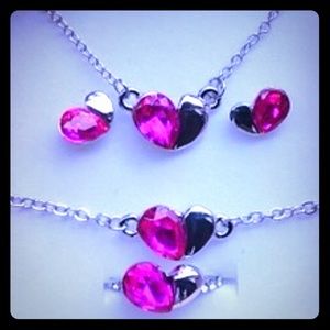 Crystal hearts Jewelry Complete Set