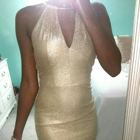 B. Darling Gold Shimmer Prom Dress