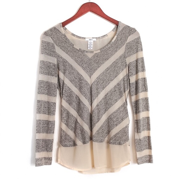 bar III • chevron zipper chiffon long sleeve top