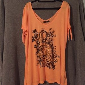 Plus Sized! Orange graphic knit.