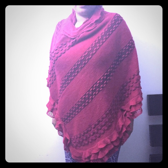 Red Woolen Poncho