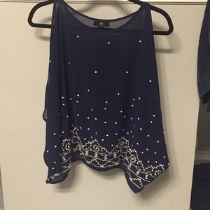 Navy Embroidered Blouse