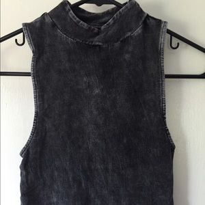 acid wash mock neck crop top