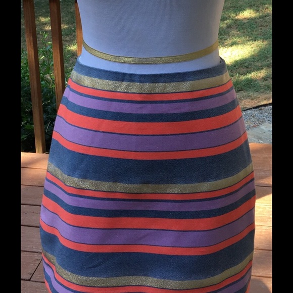 Beautiful J. Crew Gold & Denim Striped Skirt