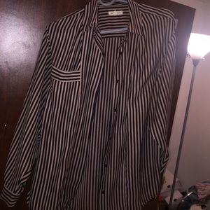 Striped over sized button down