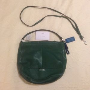 Cute green leather Coach purse / handbag w/ strap