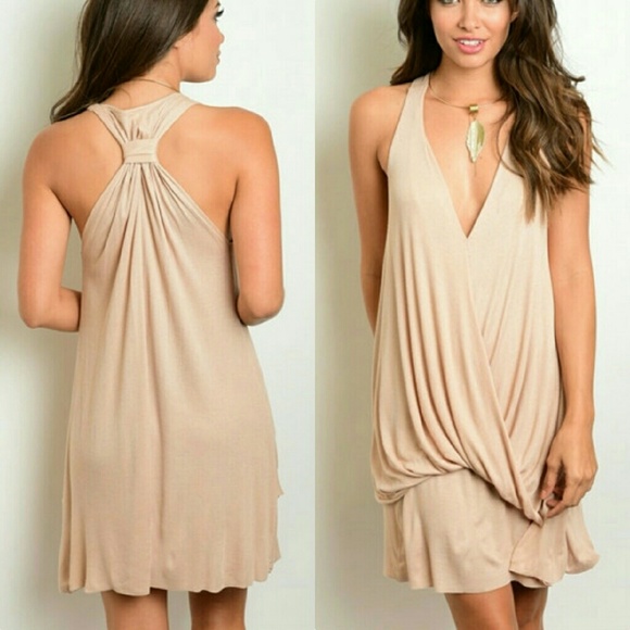 Sage Dresses & Skirts - 💲LAST ONE SALE💲 SAGE Tan Draped Dress