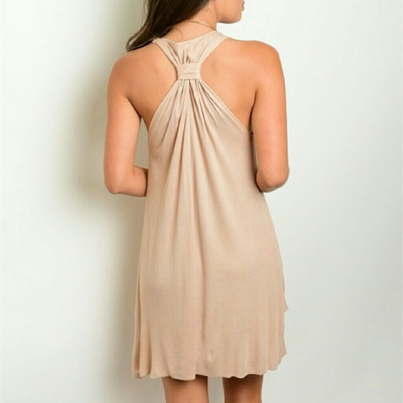 💲LAST ONE SALE💲 SAGE Tan Draped Dress - Picture 2 of 4