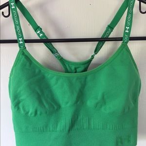 bright green seamless under armour sports bra