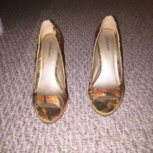 Sexy tropical print open toe wedge sandal