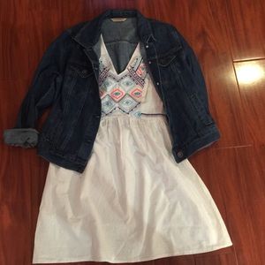 White tribal print dress