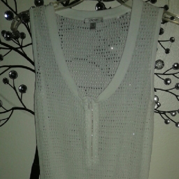 Cache cargo netting white sleeveless Top M