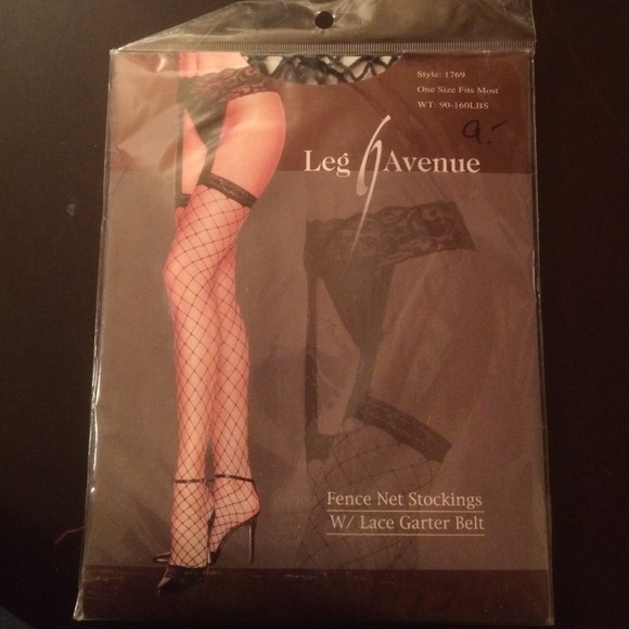 Fence Net Stockings with Lace Garter Belt