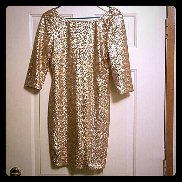 Ruby Rox, gold sequins dress