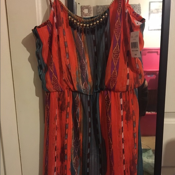 NWT City Triangle Orange & Blue Dress Size XL - Picture 3 of 8