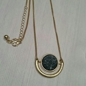 Simple black granite pendant necklace