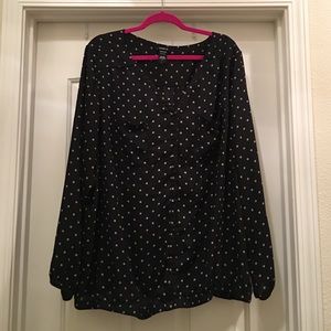 Torrid Black & Grey polka dot Button Down Blouse