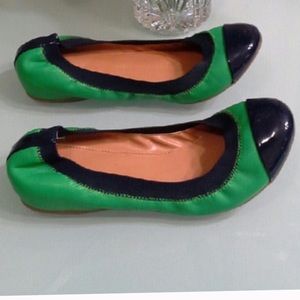 J Crew Green & Blue Ballet flats.