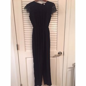 Black Lace Pocket Jumpsuit