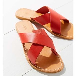 Leather Cross Strap Slide