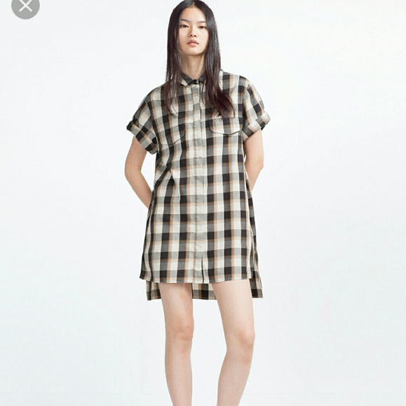Zara checked organiz cotton dress