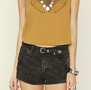 Faded Distressed Denim Shorts