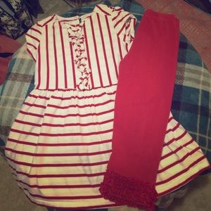❤️Little Girls Red & White 2 Piece Outfit, 3T❤️