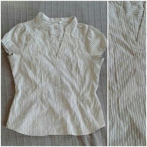 H&M Striped Mandarin Collar Top