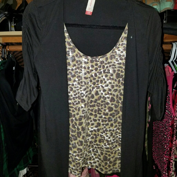 Black top with leopard tank
