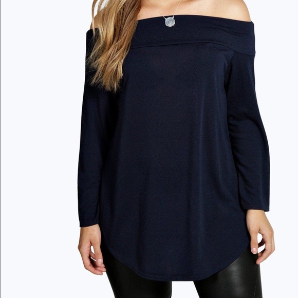 Bardot Long Sleeve Knitted Top