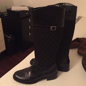 Talbot's black leather and quilted boots