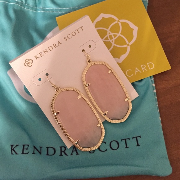 Gold/Rose Quartz Kendra Scott Earrings
