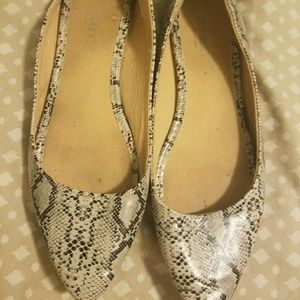 Snakeskin pointy flat