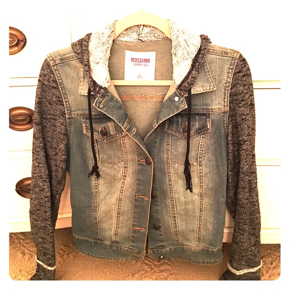 Jean Jacket with "sweatshirt" sleeves and hood