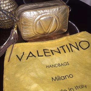 authentic Valentino small golden leather bag