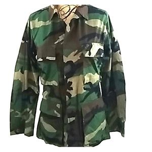 Army Military Camouflage Jacket Men's Button Up