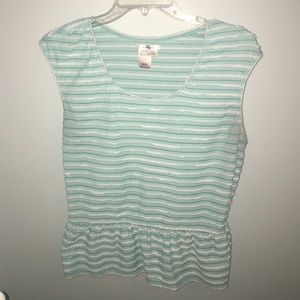 Mint green and white peplum top 💗