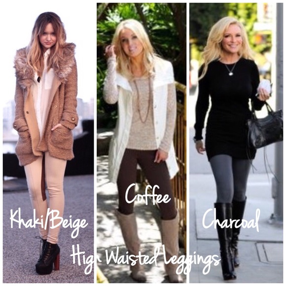 High Waisted Tummy Tuck Fleece Lined Leggings - Picture 2 of 4