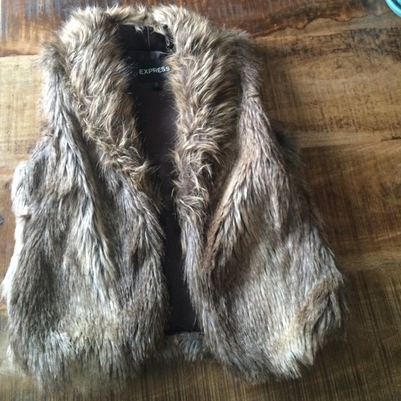 Express Faux Fur Vest with Pockets