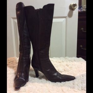 Dark brown leather boots