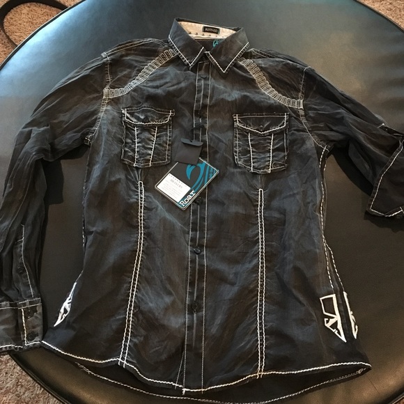 Men's black bravery button up